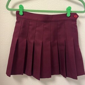 American Apparel Burgundy Pleated Mini Skirt